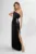 Rochie de ocazie premium asimetrica cu strass-uri in talie Trinity Neagra