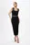 Rochie de ocazie premium cu bretele incretite si strass-uri Lorenza Neagra