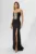 Rochie de ocazie premium cu strass-uri si crepeu in fata Epical Neagra