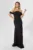 Rochie de ocazie premium cu strass-uri si umerii goi Jovanna Neagra