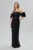 Rochie de ocazie premium cu volan din organza si bretele cu perlute Viale Neagra