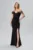 Rochie de ocazie premium din licra cu flori 3D aurii Meyland Neagra