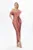 Rochie de ocazie premium din licra cu model petrecut si strass-uri Vivere Somon