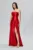 Rochie de ocazie premium din licra satinat cu umerii goi Bellarosa Rosie