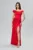 Rochie de ocazie premium din satin cu flori 3D si model petrecut Gala Rosie