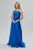 Rochie de ocazie premium din satin cu funda in talie Klarinda Albastra