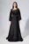 Rochie de ocazie premium din satin cu maneci despicate si flori cu strass-uri Dionisia Neagra