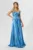 Rochie de ocazie premium din satin cu strass-uri in talie Joviale Indigo