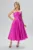 Rochie de ocazie premium din tafta cu floare 3D in talie Aheya Fucsia