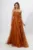 Rochie de ocazie premium din tull cu broderie si glitter Timeless Caramizie