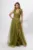 Rochie de ocazie premium din voal cu floare 3D pe umar Guinevere Kaki
