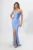 Rochie de ocazie premium din voal cu flori 3D Excellence Bleu