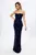 Rochie de ocazie premium fara bretele accesorizata cu paiete Khristal Bleumarin