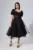 Rochie de ocazie premium tip baby doll din tull cu broderie Omada Neagra