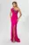 Rochie de ocazie premium tip one shoulder cu crepeu pe un picior Million Fucsia