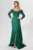 Rochie de ocazie premium tip sirena cu strass-uri si detaliu tip esarfa din talie Idonia Verde