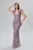 Rochie de ocazie premium tip sirena cu strass-uri si pene Gloriana Lila