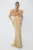 Rochie de ocazie premium tip sirena cu volane si paiete Chanter Aurie