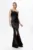 Rochie de ocazie premium tip sirena din licra satinat cu paiete si strass-uri Osiria Neagra