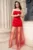 Rochie de ocazie rosie Evelina cu floare 3D