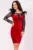 Rochie de ocazie rosie Jacqueline cu maneci lungi brodate