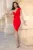 Rochie de ocazie rosie asimetrica Lucia decorata cu fulgi si strassuri