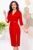Rochie de ocazie rosie conica cu maneci trei sferturi si revere
