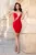 Rochie de ocazie rosie scurta cambrata Adina cu model din strassuri