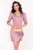 Rochie de ocazie roz Sara scurta cu funda stilizata