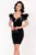 Rochie de ocazie scurta neagra Mercia decorata cu strassuri si fulgi