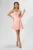 Rochie de ocazie tip baby doll din satin cu paiete pe bust Karissima Peach