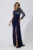 Rochie de ocazie tip one shoulder cu broderie si pene Geminna Bleumarin
