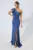 Rochie de ocazie tip one shoulder cu crepeu pe un picior Million Indigo