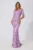 Rochie de ocazie tip sirena cu flori 3D si strass-uri Amedeea Lila