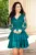 Rochie de ocazie verde baby-doll eleganta cu dantela si volane