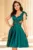 Rochie de ocazie verde in clos Aylin cu dantela si fundite pe umeri
