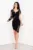 Rochie de seara Ariela neagra asimetrica cu tulle brodat