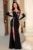 Rochie de seara Dorinda neagra cambrata cu accesoriu din strassuri