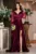 Rochie de seara Eliana magenta satinata cu aplicatii pretioase