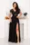 Rochie de seara Larissa neagra din voal cu flori 3D