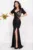 Rochie de seara Madalina neagra tip sirena cu flori 3D