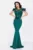 Rochie de seara Noely lunga verde cu broderie pretioasa si fulgi