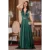 Rochie de seara Ophelia verde lunga din tafta satinata