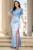 Rochie de seara Sophia bleu din tafta cu bust din paiete