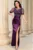 Rochie de seara Sophia mov din tafta cu bust din paiete
