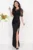 Rochie de seara Sophia neagra din tafta cu bust din paiete