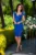 Rochie de seara Tifany eleganta albastra cu flori brodate si decupaje