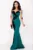 Rochie de seara Twilla verde tip sirena cu broderie aplicata