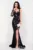 Rochie de seara Victoria neagra tip sirena cu broderie si flori 3D