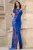 Rochie de seara albastra Loretta tip sirena cu broderie pretioasa